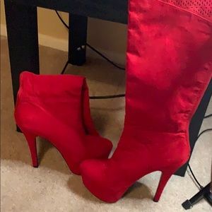 Red Boots w/ heel [Never Worn]  Size 8.5